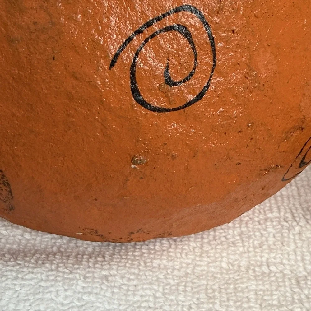 Primitive Folk Art Paper Mache Pumpkin Halloween Shelf Sitter Figure Retro